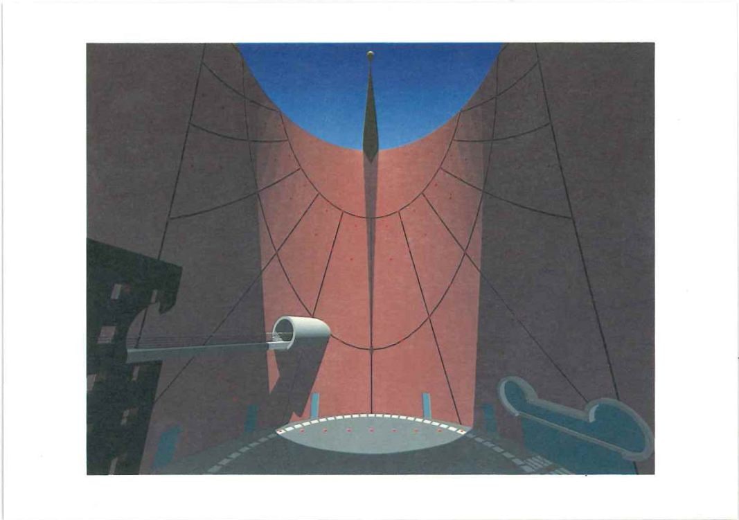 ポストカード-ARATA ISOZAKI 1960/1990 ARCHITECTURE チーム・ディズニー・ビルディング（日時計　影）