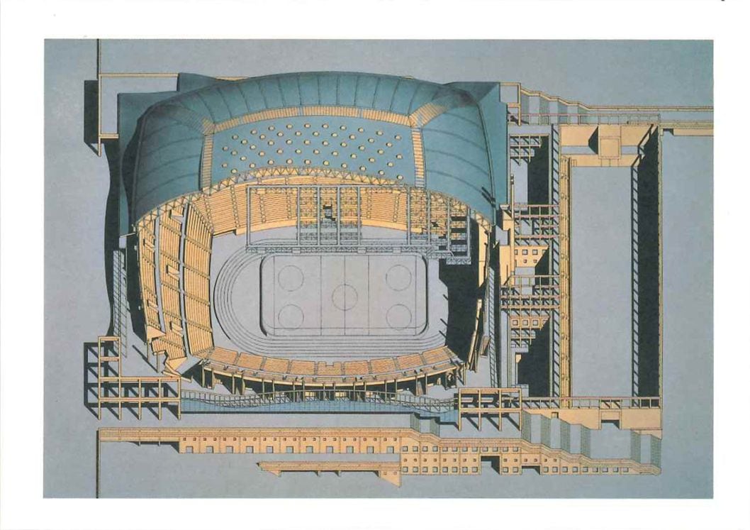 ポストカード-ARATA ISOZAKI 1960/1990 ARCHITECTURE バルセロナ・パラサンジョルディ・スポーツパレス（平面図）