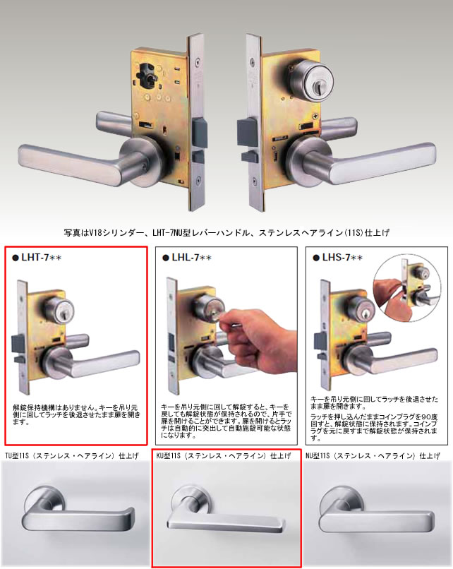 レバーハンドル錠(一般錠） LHT-7KU 11S BS51 dt40