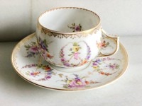 ドレスデン　アンブロジウス・ラム工房　プレート　アンティーク アンティーク アンブロジウス ラム ドレスデン磁器 金鍍金＆花