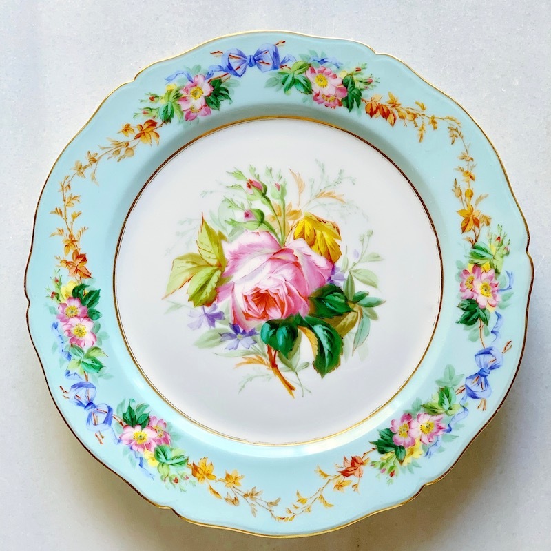 アンティーク　プレート　薔薇　 フランスアンティーク 赤い薔薇のお皿 アンティークプレート paris