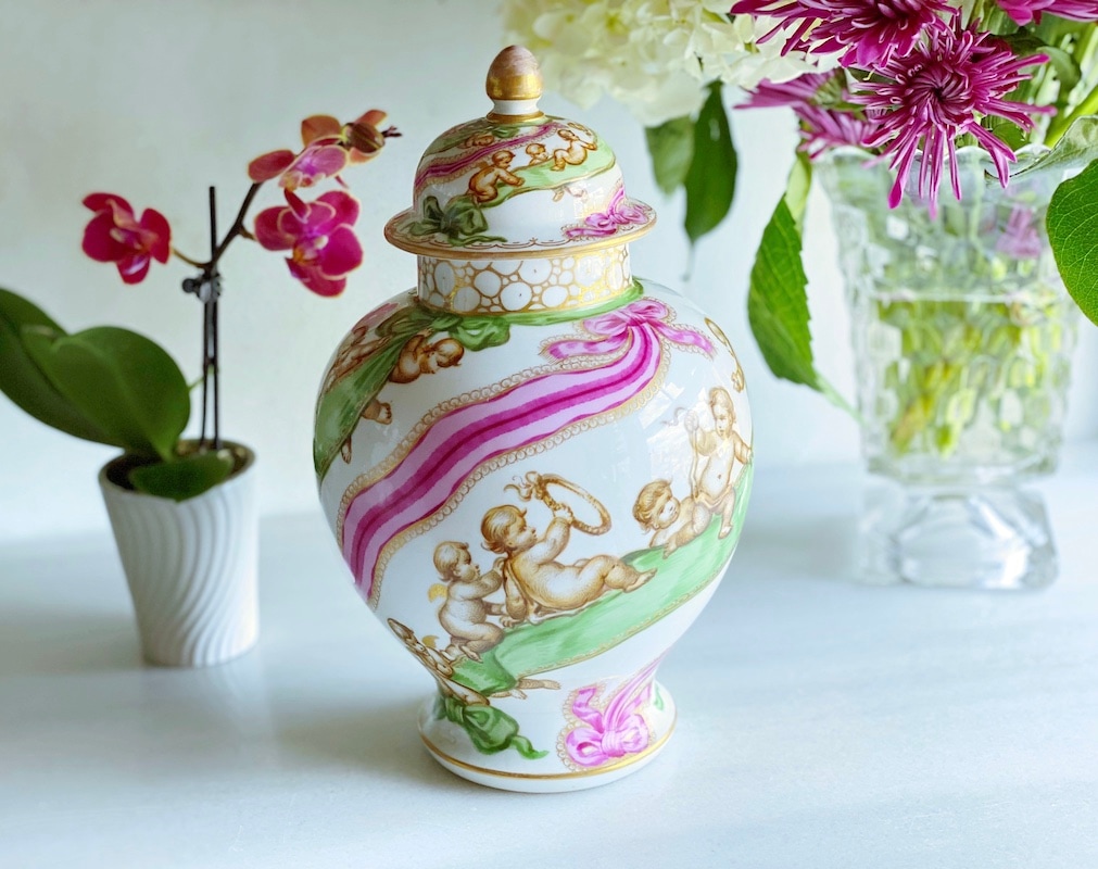 アンティークドレスデン　天使の壺 アンティークドレスデン 天使の壺 アンティークドレスデン 天使の壺
