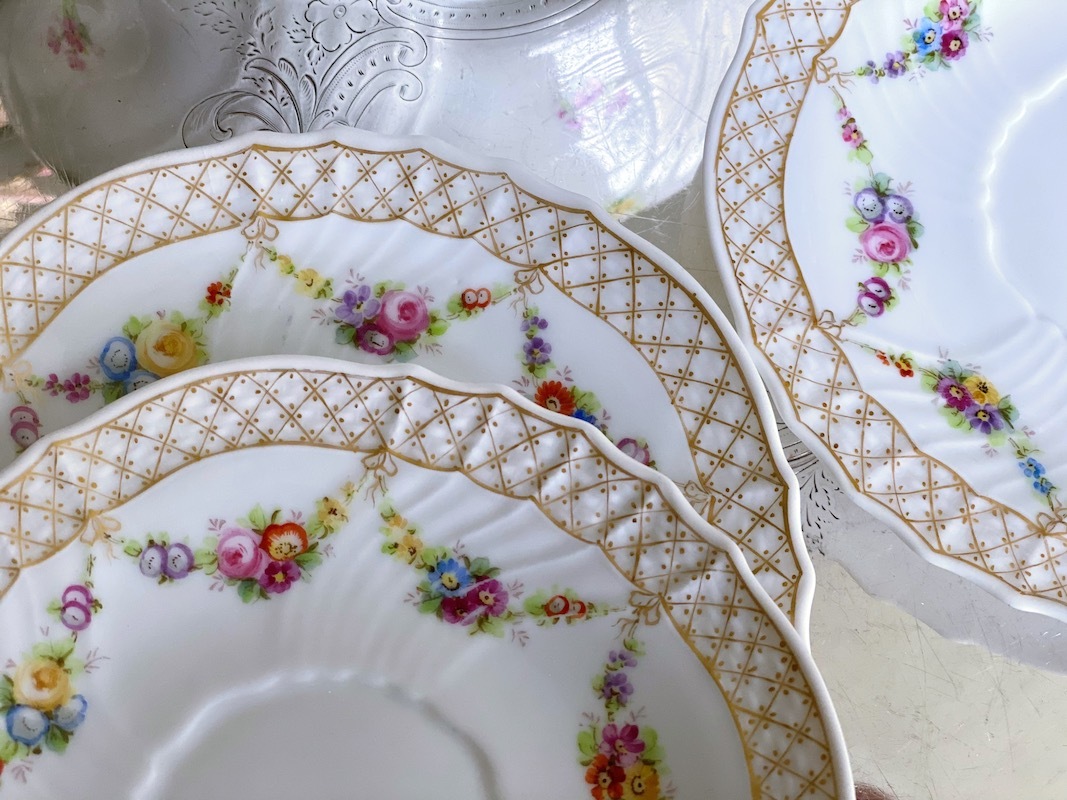 ������ɡ����Υꡡ�ե����ĥ����鯤Ⱦ��֤Υ������ɡ��ƥ������å�    Old Ginori Rose & Flowers Garland Tea Set