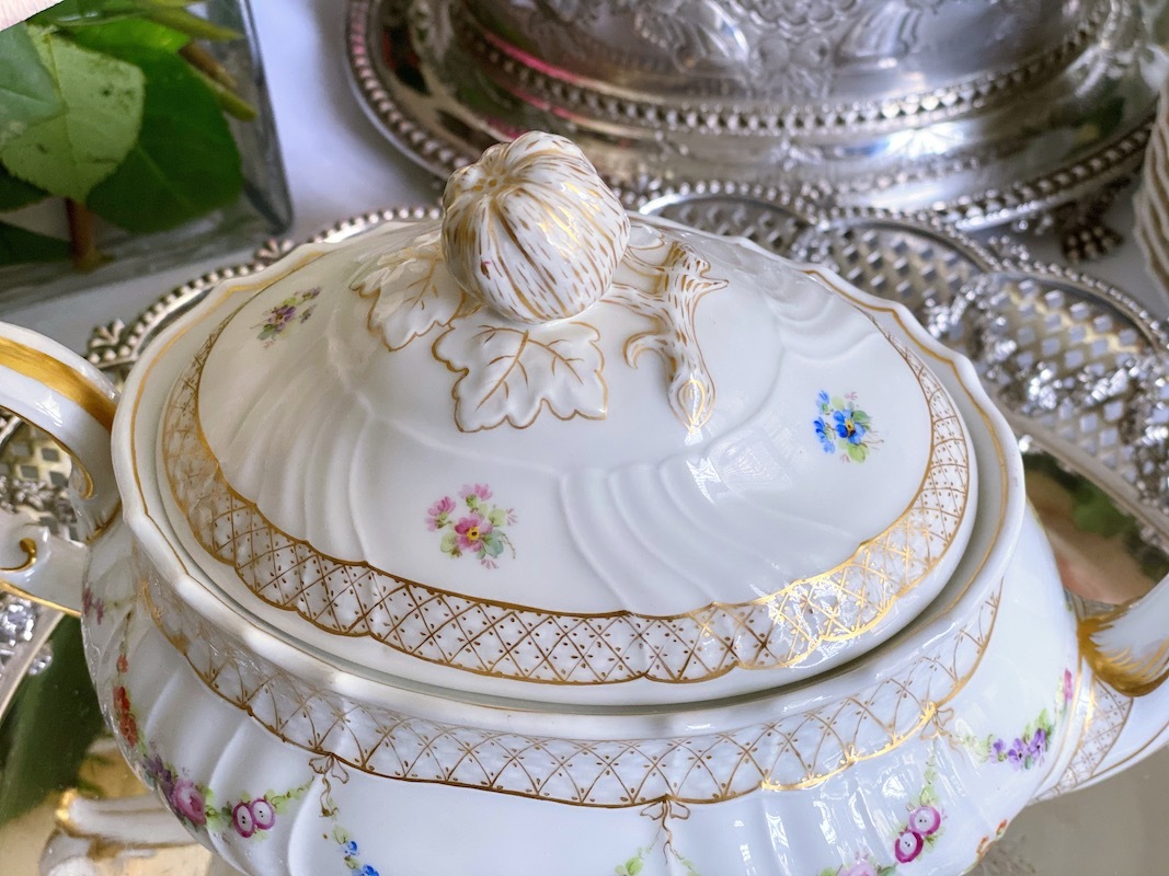 ������ɡ����Υꡡ�ե����ĥ����鯤Ⱦ��֤Υ������ɡ��ƥ������å�    Old Ginori Rose & Flowers Garland Tea Set