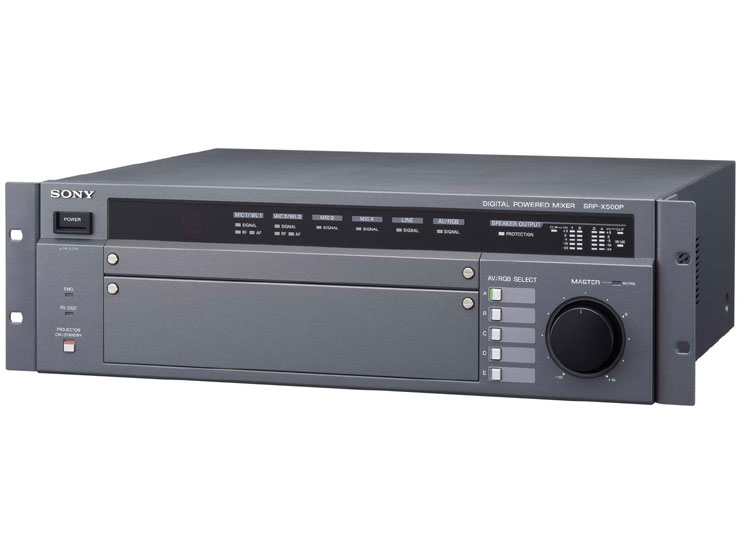 デジタルパワードミキサー SONY SRP-X500P AVソース切り換えから、マイクミキシング、スピーカードライブまでを1台でコントロール