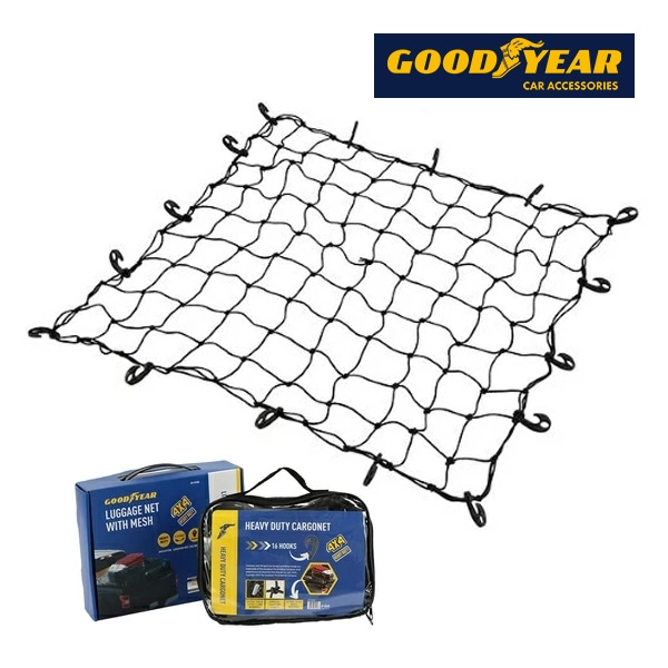 GOODYEAR ロゴ入り 汎用カーゴネット 990mm×1070mm フック16PCS
