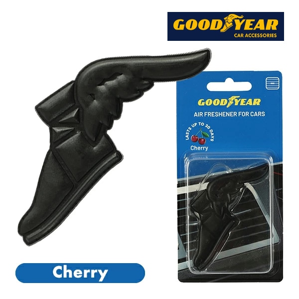 GOODYEAR エアコン吹き出し口クリップ式 芳香剤 エアフレッシュナー（ブラック/ウイングフット型/チェリー)