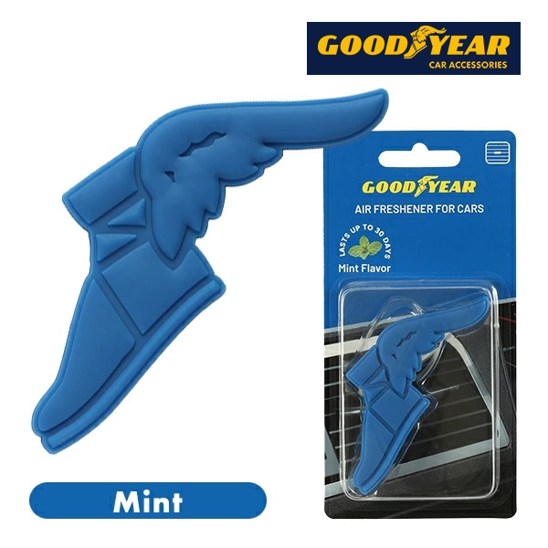 GOODYEAR エアコン吹き出し口クリップ式 芳香剤 エアフレッシュナー（ブルー/ウイングフット型/ミント)