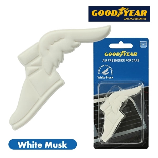 GOODYEAR エアコン吹き出し口クリップ式 芳香剤 エアフレッシュナー（ホワイト/ウイングフット型/ホワイトムスク)
