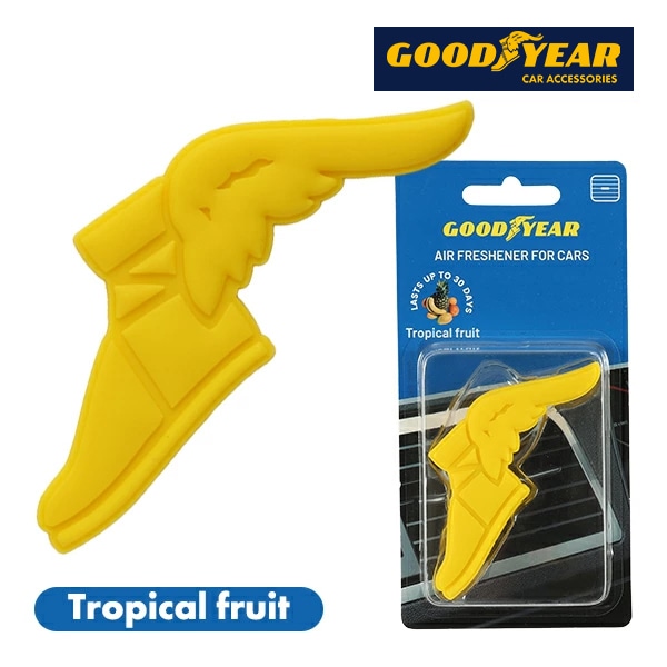 GOODYEAR エアコン吹き出し口クリップ式 芳香剤 エアフレッシュナー（イエロー/ウイングフット型/トロピカルフルーツ)