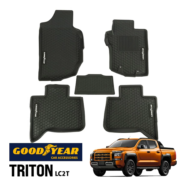 GOODYEAR　三菱 トライトン（LC2T 令和6年2月～現行 GLS GSR）ラバーフロアマット オールウェザーマット ラバーマット 5枚セット フロント 運転席 助手席 リア セカンドシート
