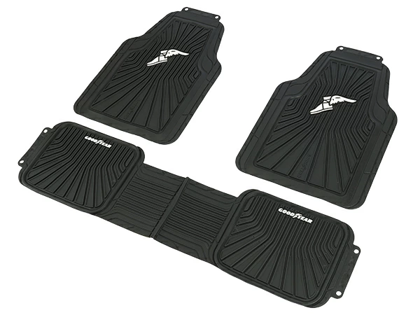 GOODYEAR 汎用 ロゴ入 ラバーフロアマット オールウェザーマット 3枚セット