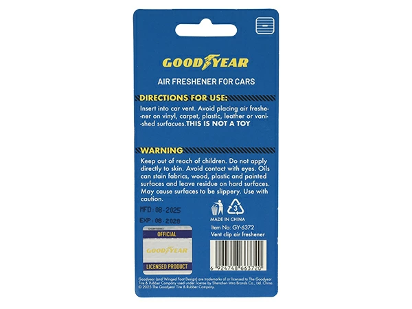 GOODYEAR エアコン吹き出し口クリップ式 芳香剤 エアフレッシュナー（ブラック/ウイングフット型/チェリー)