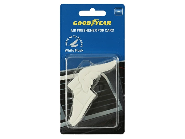 GOODYEAR エアコン吹き出し口クリップ式 芳香剤 エアフレッシュナー（ホワイト/ウイングフット型/ホワイトムスク)