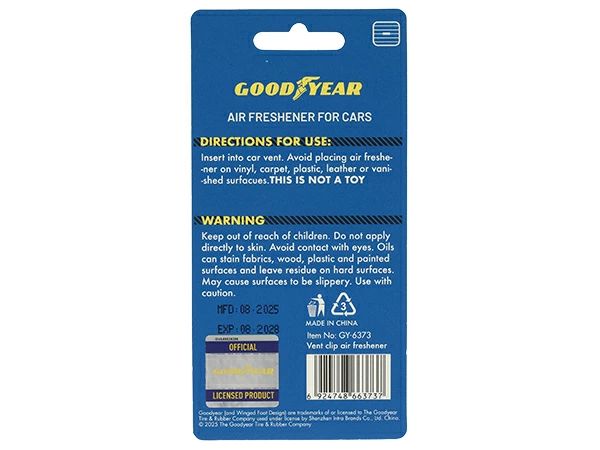 GOODYEAR エアコン吹き出し口クリップ式 芳香剤 エアフレッシュナー（ホワイト/ウイングフット型/ホワイトムスク)
