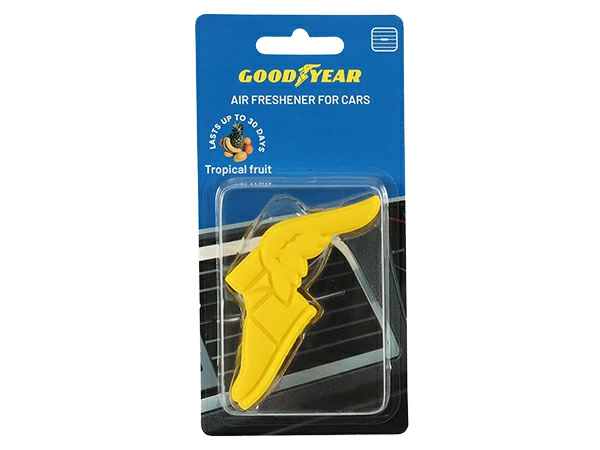 GOODYEAR エアコン吹き出し口クリップ式 芳香剤 エアフレッシュナー（イエロー/ウイングフット型/トロピカルフルーツ)