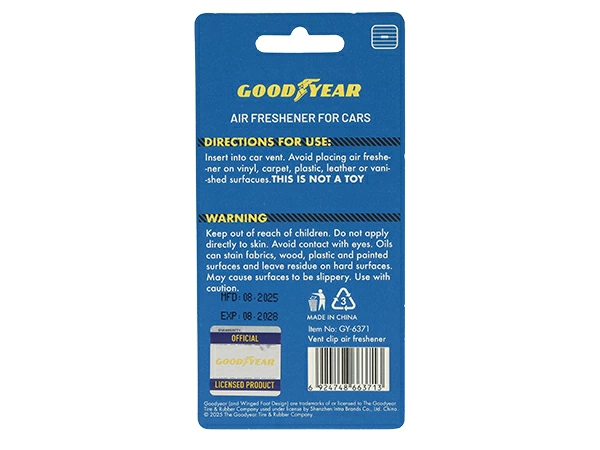 GOODYEAR エアコン吹き出し口クリップ式 芳香剤 エアフレッシュナー（イエロー/ウイングフット型/トロピカルフルーツ)