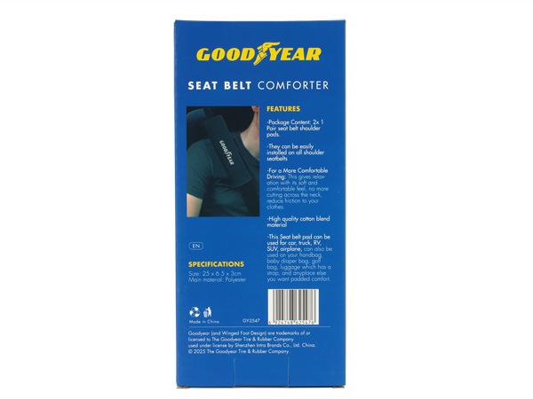GOODYEAR シートベルトカバー シートベルトパッド 2本セット GOODYEARロゴ入