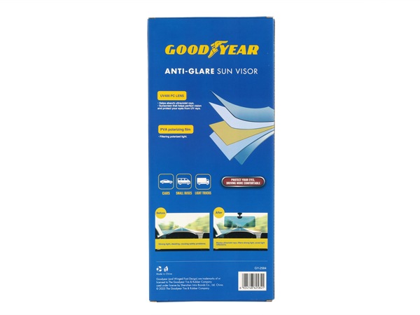 GOODYEAR サンバイザースクリーン(クリップ式 偏光 390mm×150mm) 日除け 紫外線カット UVカット サングラス不要
