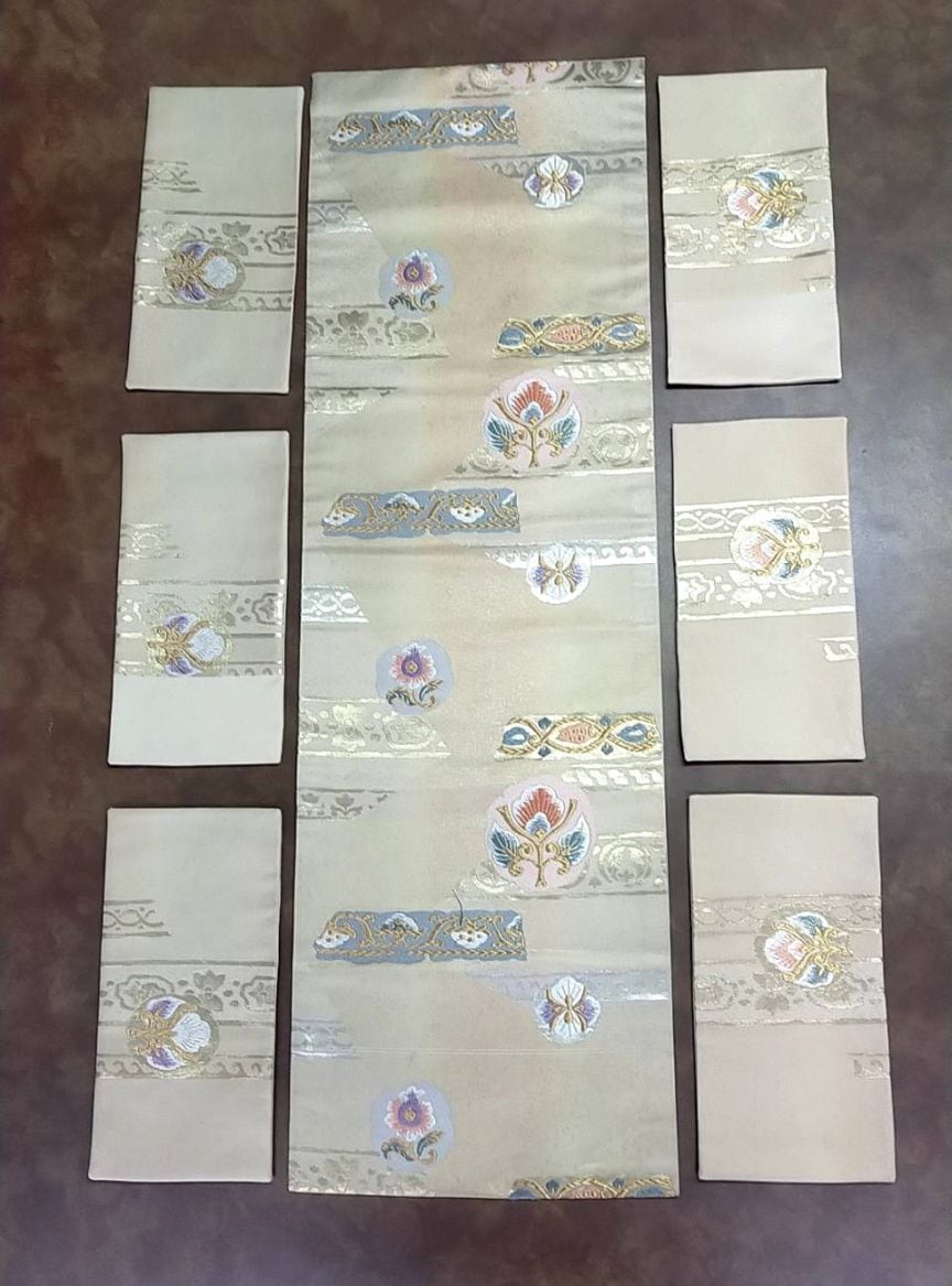 阿美～Abi～ブランド【着物リメイク】名古屋帯からのリメイク『テーブルマットセット（センターマット＆ランチョンマット）』着物リメイク