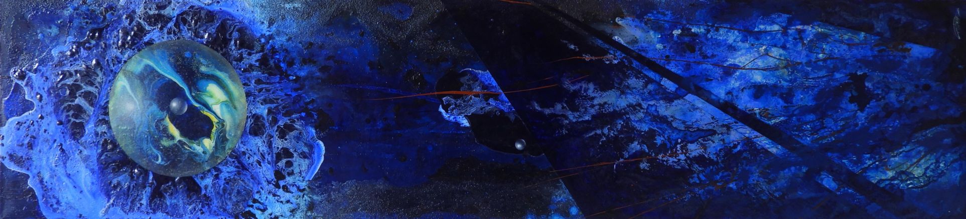 【0827】パトラムーン　アクリル画　ウロ四宮　球体　宇宙観　サイズ：縦８７ｃｍ×横２０ｃｍ【送料無料】