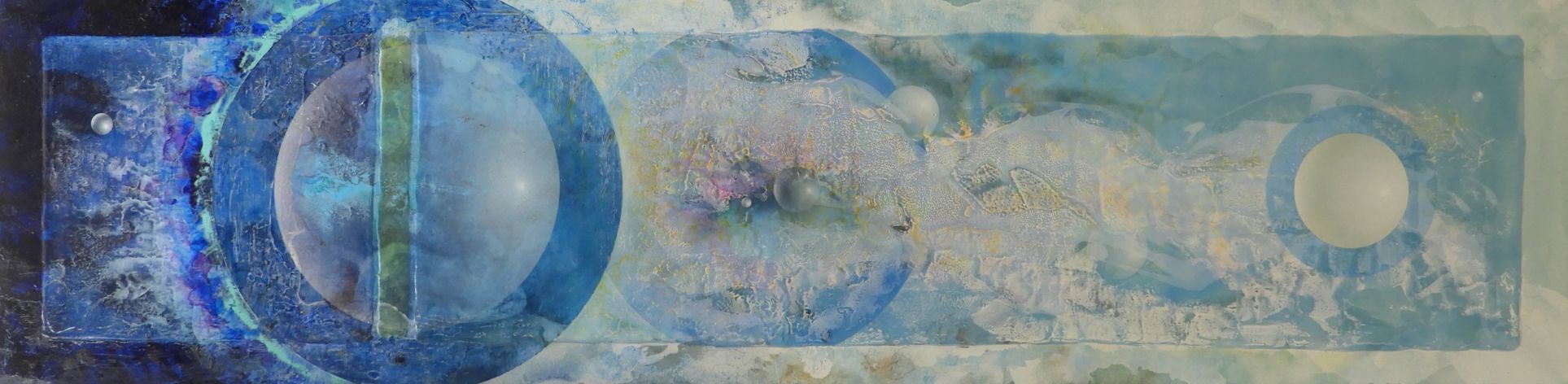 【1238】パトラムーン　アクリル画　ウロ四宮　球体　宇宙観　サイズ：縦１２０ｃｍ×横３０ｃｍ【送料無料】