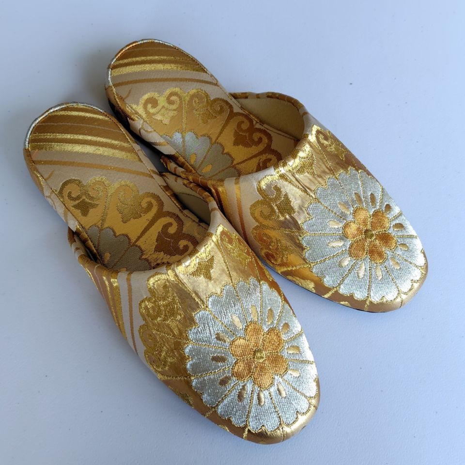 日本サイズ【30cm】着物リメイク和風スリッパ　高級感　日本製　大きめ　袋帯リメイク　スリッパ　履物　宿泊施設　ホテル　旅館　外国人お客様用　プレゼント