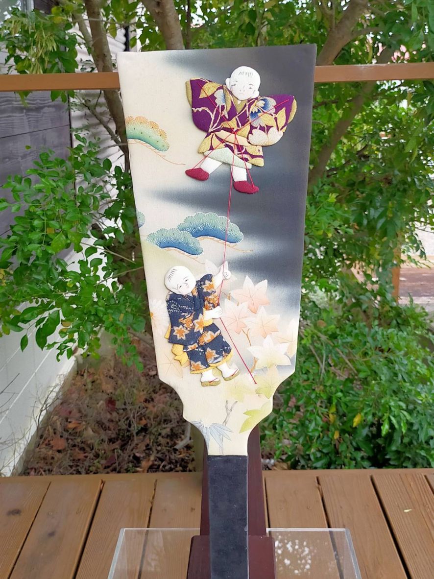 押し絵羽子板　希少古布　アンティーク　古風　日本伝統　オブジェ　和風　インテリア　着物リメイク【OH001】