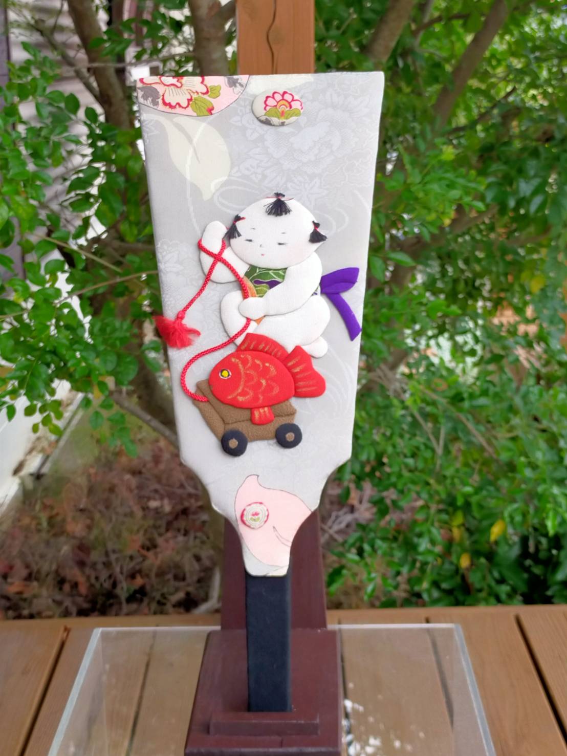 押し絵羽子板　希少古布　アンティーク　古風　日本伝統　オブジェ　和風　インテリア　着物リメイク【OH002】