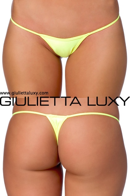 細ヒモ光沢miniTバック・イエロー