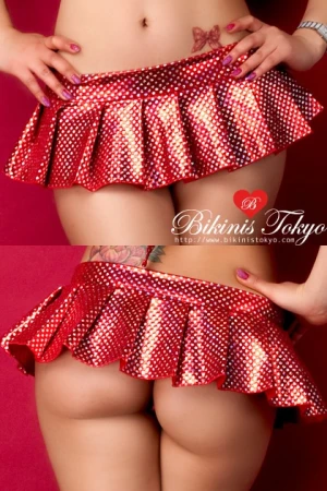 マイクロミニ プリーツスカート・キラキラドットレッド