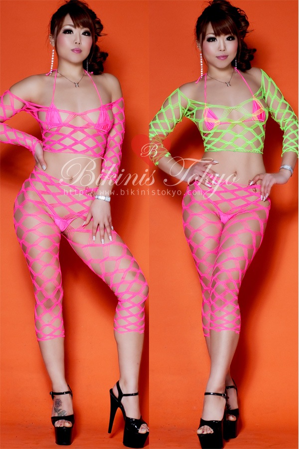Wクロス網　ネットトップ×レギンス・ホットピンク