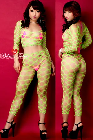 Wクロス網　ネットトップ×レギンス・ライム