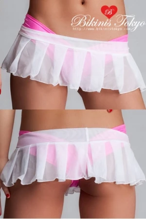 マイクロミニ プリーツスカート・メッシュホワイト