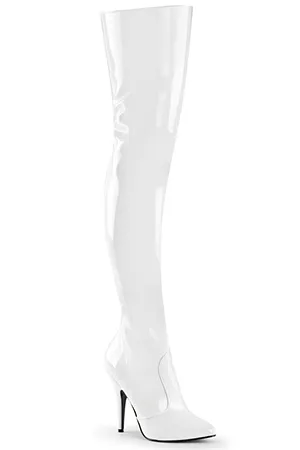 [ Pleaser プリーザー ] エナメル調サイハイブーツ・ホワイト
