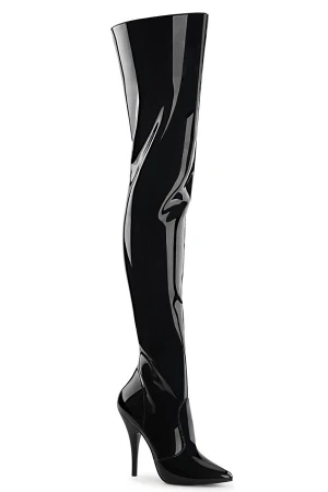 [ Pleaser プリーザー ] エナメル調サイハイブーツ・ブラック