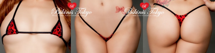 【BikinisTokyoオリジナル】極小スーパーマイクロビキニ・ラメレッドチーター