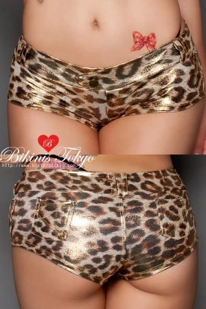 マイクロミニ ホットパンツ・ゴールドレオパード
