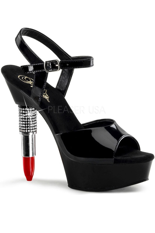 [ Pleaser プリーザー ] ハイヒール サンダル ミュール/アンクレットストラップリップヒール・ブラック