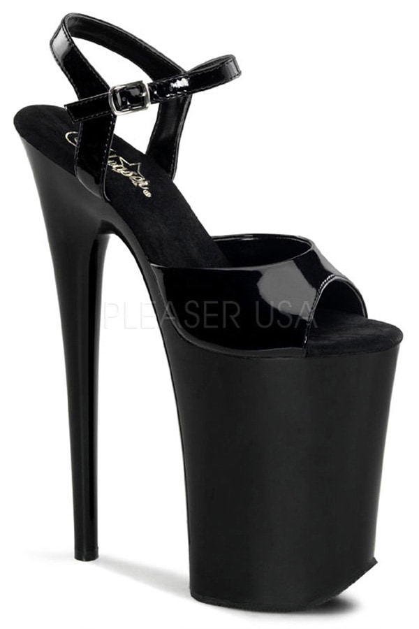 [ Pleaser プリーザー ] ハイヒール サンダル ミュール/23cmヒールアンクレットストラップ・ブラック