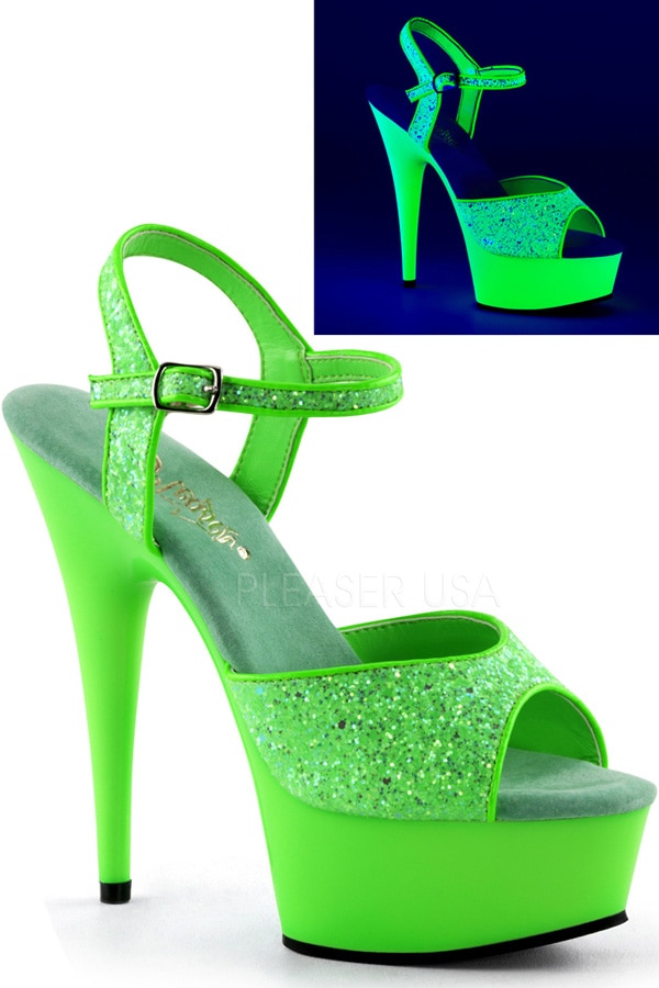 [ Pleaser プリーザー ] ハイヒール サンダル ミュール/アンクレットストラップ・ラメライム