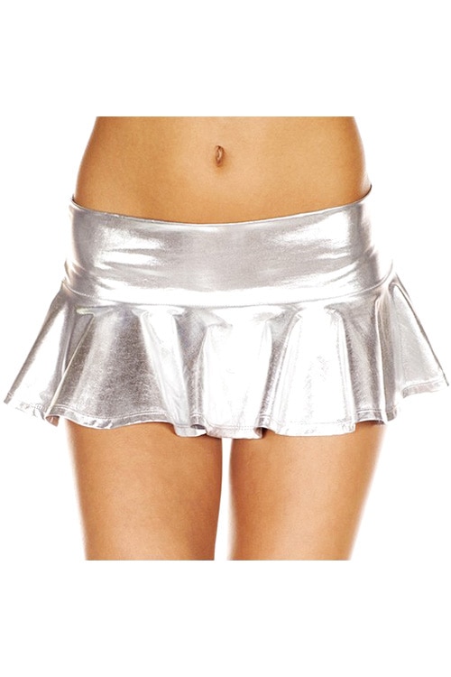 19.5cm丈★メタリックミニスカート・シルバー