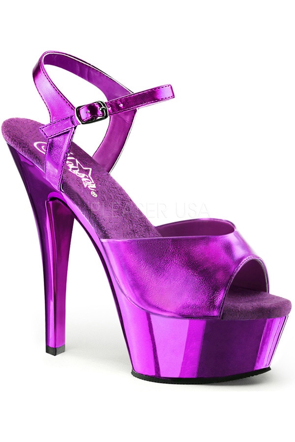 [ Pleaser プリーザー ] アンクレットストラップハイヒール サンダル /パープルメタリック/KISS209/PPMPU/PPCH