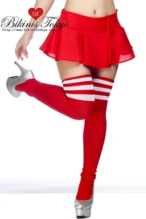 ラインニーハイソックス・レッドホワイト