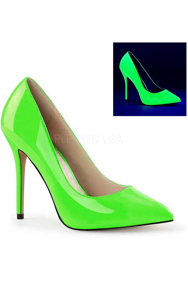 [ Pleaser プリーザー ] 5インチハイヒール サンダル ミュール/蛍光グリーン AMU20/NGN