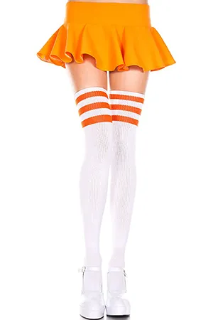 ラインニーハイソックス・ホワイトオレンジ