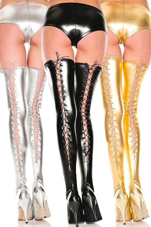 レースアップニーハイソックス