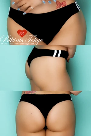 【ユニセックス】ベア天サイドラインTバックブルマ・ブラック