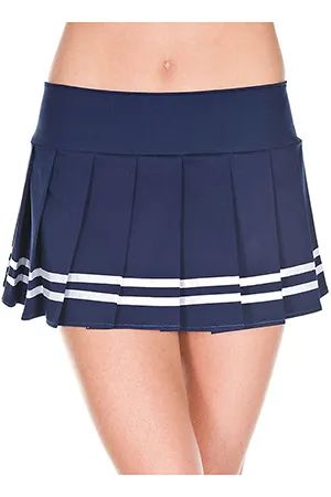 ダブルストライププリーツスカート・ネイビー