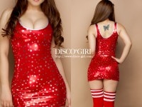 【Disco＊Girlオリジナル】TypeF シンプルボディコン・シルバースター柄レッド|ボディコン|ボディコン・ワンピース